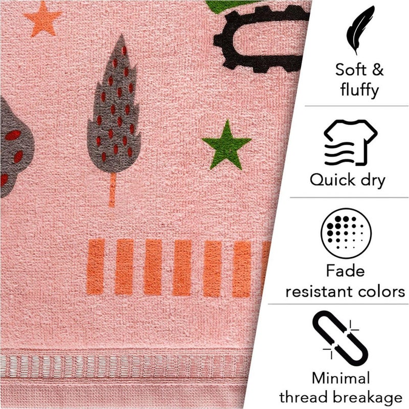 Rangoli 100% Cotton Kids Bath Towel - Super Soft & Highly Absorbent, Peach - Image 4