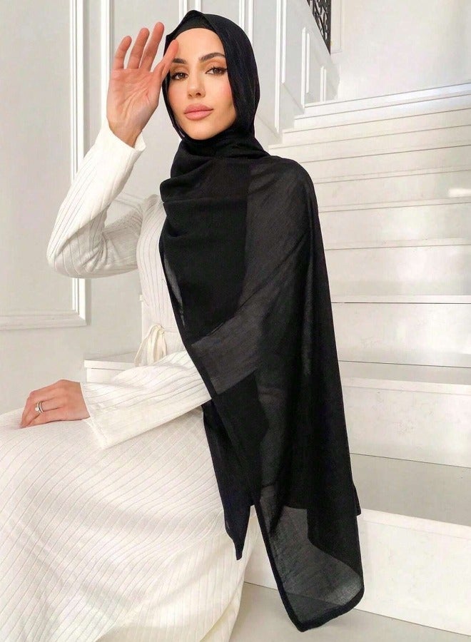 Rayon Hijabs Scarf Solid Headscarf Wraps Muslim Women Hijab Islamic Turban Headbands - Image 1