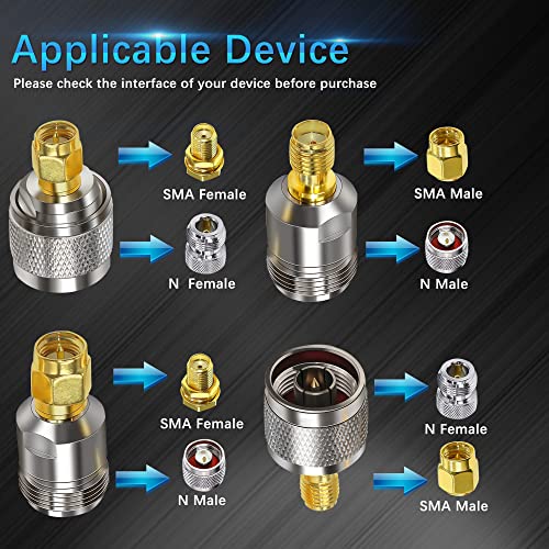 TUOLNK SMA to N Antenna Coax Adapter, Type N to SMA Coax Cable Connectors, N Male/Female to SMA Male/Female Coax Adapter Kit 4 Type Set for Radio transceivers, FPV Antennas, WiFi Antenna, LMR - Image 3