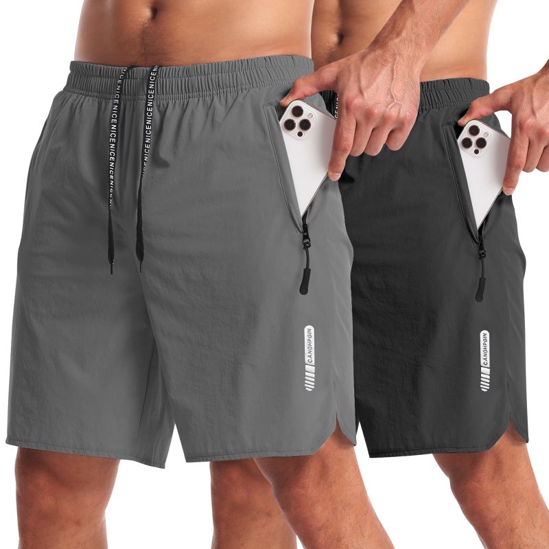 CANGHPGIN 2 Pack Mens Workout Athletic Shorts 7 inch Inseam Quick Dry Hiking Shorts Men Lightweight Sports Gym Shorts Running - Image 1