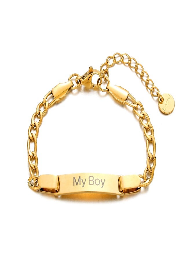 Ethlyn Gifts for Baby Boy Gold Plated Stainless Steel Figaro Bracelet Waterproof Children Jewelry Boys Birthday Christmas Gift - Image 1