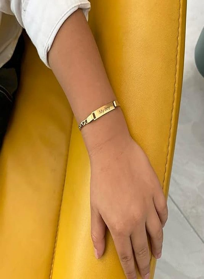 Ethlyn Gifts for Baby Boy Gold Plated Stainless Steel Figaro Bracelet Waterproof Children Jewelry Boys Birthday Christmas Gift - Image 2