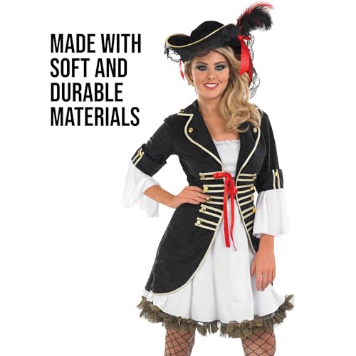 fun shack Pirate Costume Women's Deluxe Buccaneer Outfit with Corset Jacket, Dress, Hat Small - Image 4