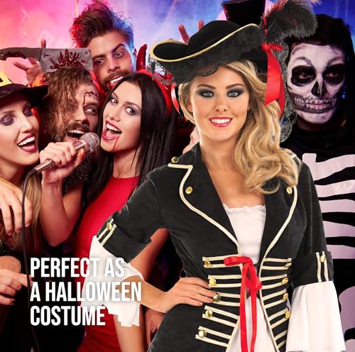 fun shack Pirate Costume Women's Deluxe Buccaneer Outfit with Corset Jacket, Dress, Hat Small - Image 5