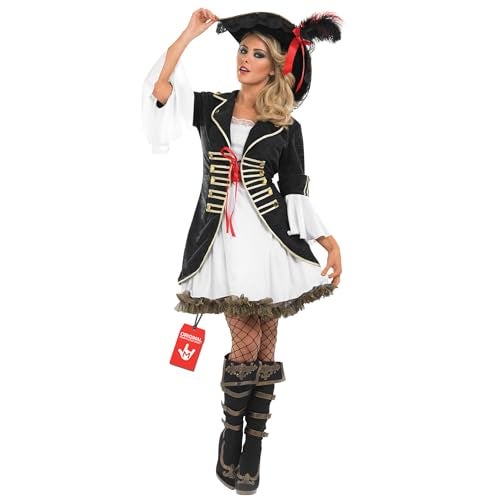 fun shack Pirate Costume Women's Deluxe Buccaneer Outfit with Corset Jacket, Dress, Hat Small - Image 1