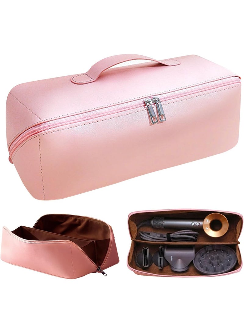 Portable Travel Bag for Dyson Airwrap, Pink PU Leather Waterproof Dustproof Durable, Travel Case for Dyson with Soft Lining, Hair Tools Travel Bag for Travel Storage Protection Organizer - Image 1