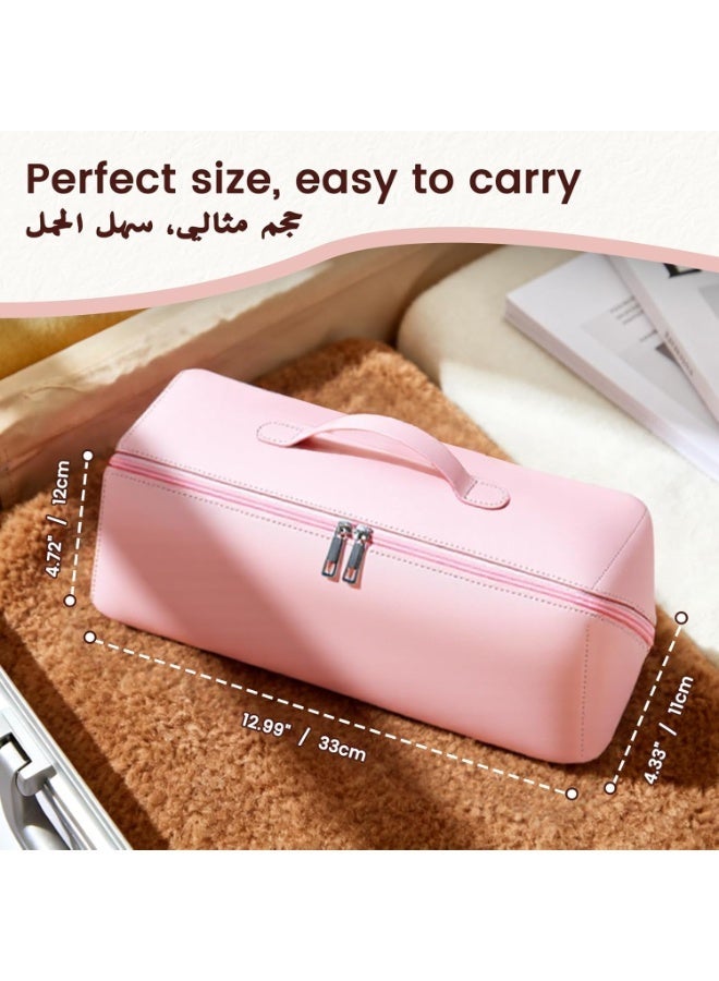 Portable Travel Bag for Dyson Airwrap, Pink PU Leather Waterproof Dustproof Durable, Travel Case for Dyson with Soft Lining, Hair Tools Travel Bag for Travel Storage Protection Organizer - Image 2