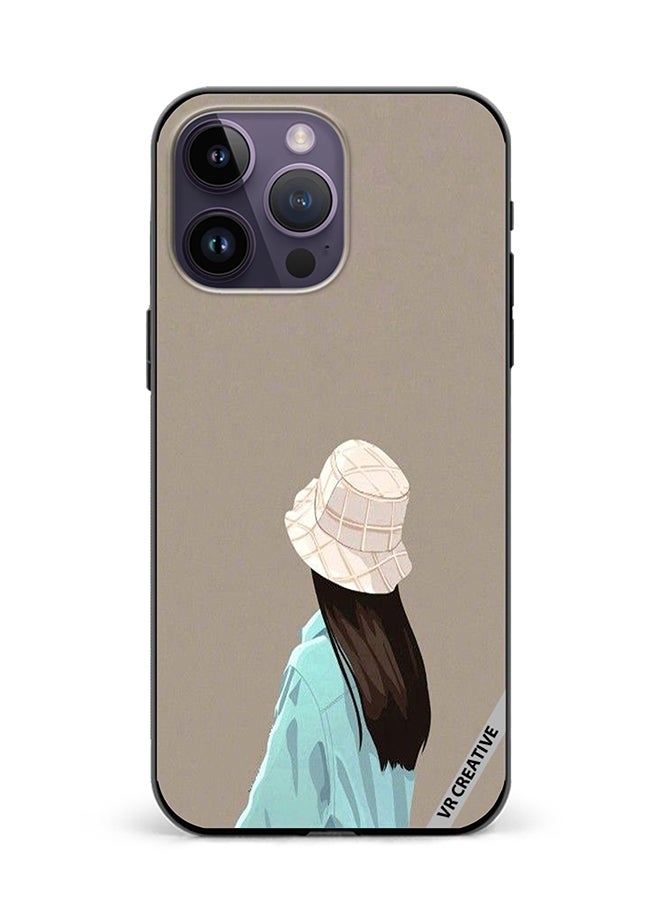 VR CREATIVE - Protective Case Cover For Apple iPhone 15 Pro Max Brown Hat Girl Design Multicolour - Image 1
