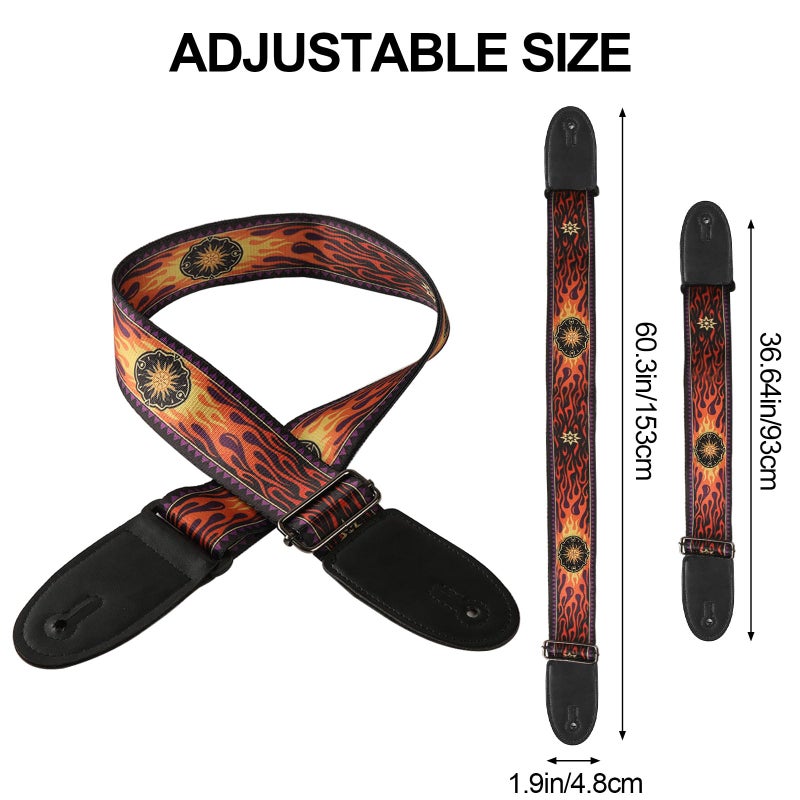 Cobahom 2 Pack Guitar Strap with Leather Ends, Adjustable Guitar Straps for Electric and Acoustic Guitars, Soft Guitar Straps with 8pcs Guitar Picks (Vintage) - Image 3