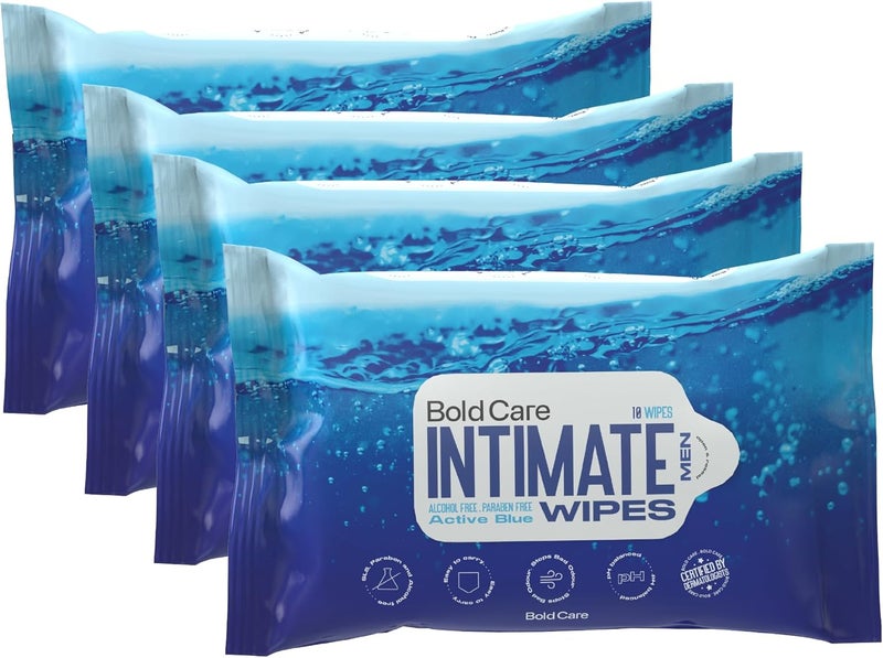 Bold Care Active Blue Intimate Wipes for Men - Image 1