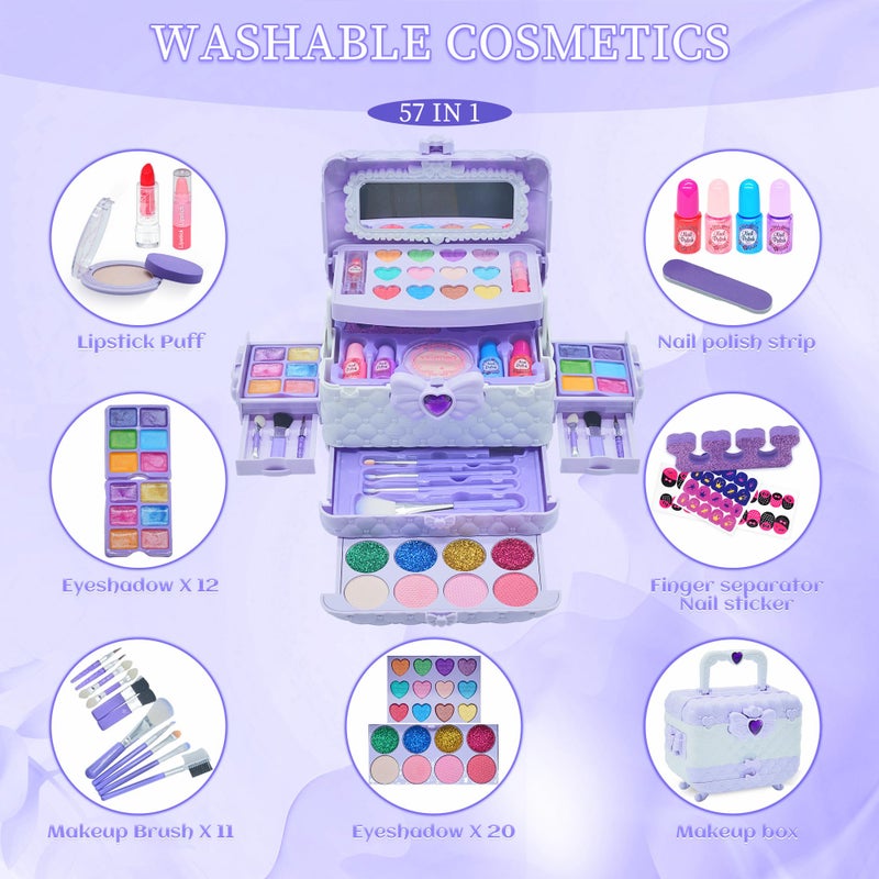 Mrabbitoo Kids Makeup Sets for Girls 5-8 - Washable Makeup for Kids 8-12, Maquillaje para NiÃ±as, Play Make Up Kit, Toys for Little Girl, Princess Toddler Kid Stuff, Ages 3456789 10 Year Old Girl Birthday Gifts - Image 3