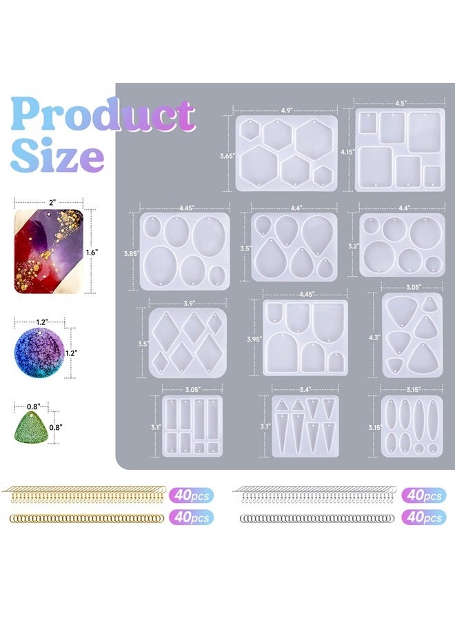 LET'S RESIN Resin Earring Mold, 171 Pcs Resin Jewelry Molds Making Kit with 11 Pack Variety Shape Resin Molds Silicone, Earring Molds for Epoxy Resin, Pendant, Earrings, Necklace, Keychains - Image 2