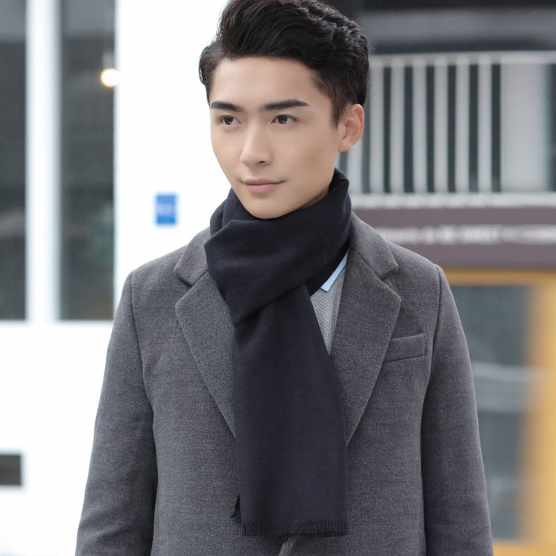 Winter Men'S Scarf Casual Business Brushed Warm Solid Color Scarf Versatile Scarf - Image 4