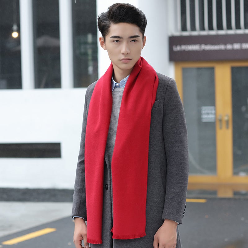 Winter Men'S Scarf Casual Business Brushed Warm Solid Color Scarf Versatile Scarf - Image 3