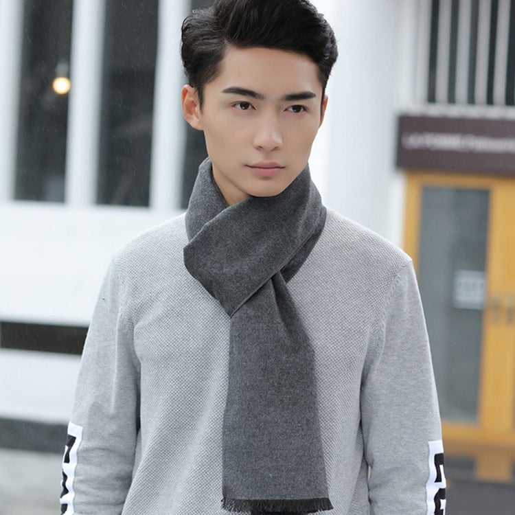 Winter Men'S Scarf Casual Business Brushed Warm Solid Color Scarf Versatile Scarf - Image 2