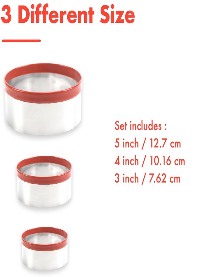 COOKIEQUE 3Pcs Round Cookie Cutters 3", 4", 5", Circle Biscuit Cutter, Large Cookie Cutters, Small Cake Cutter, Dough Cutter, Unique Design with Protective Red Top PVC - Image 5