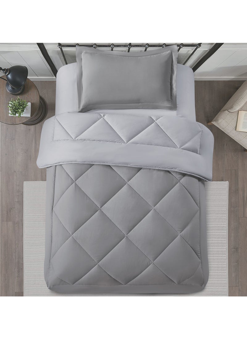 Donetella Bedding Comforter Set, Single Size 170x230 cm - 2-Pcs Solid Quilted Bed Set, Microfiber Fabric - 1 Comforter and 1 Pillow Sham  - Image 2
