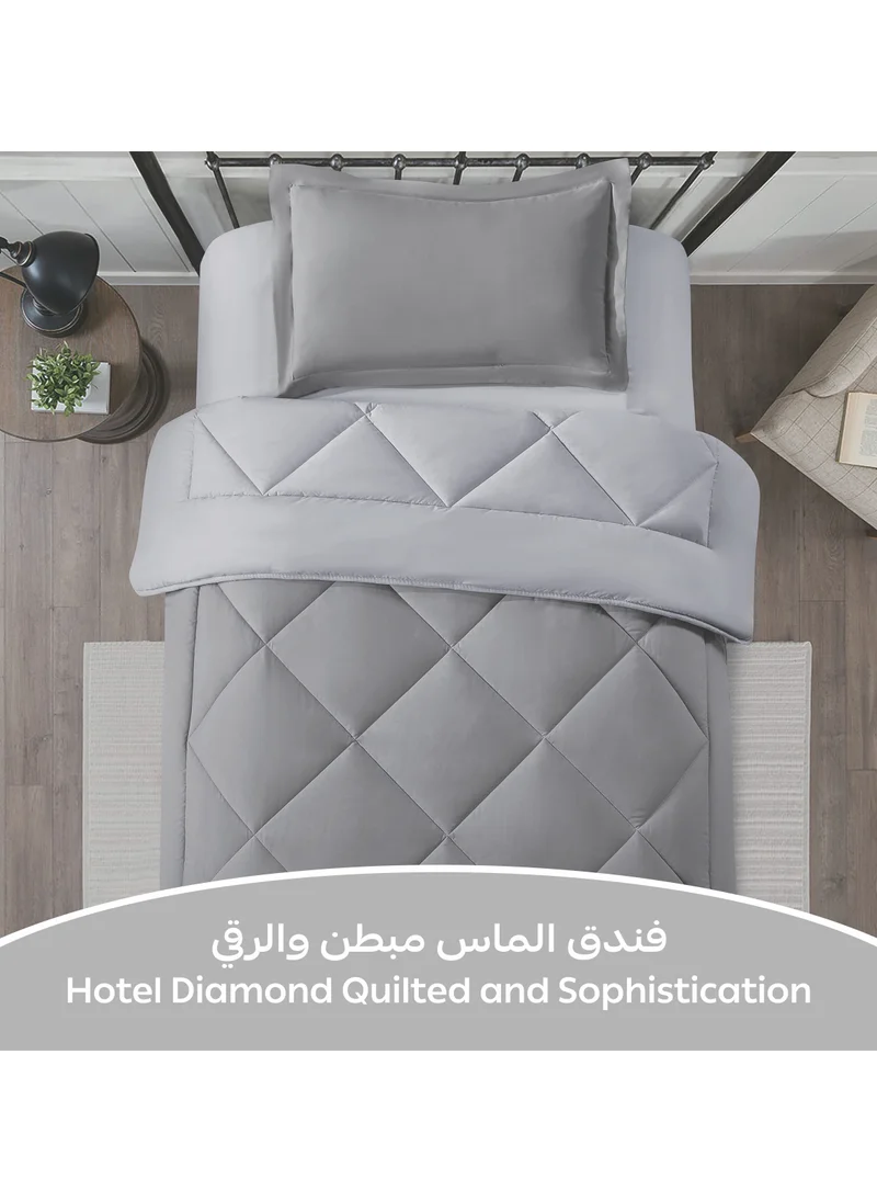 Donetella Bedding Comforter Set, Single Size 170x230 cm - 2-Pcs Solid Quilted Bed Set, Microfiber Fabric - 1 Comforter and 1 Pillow Sham
