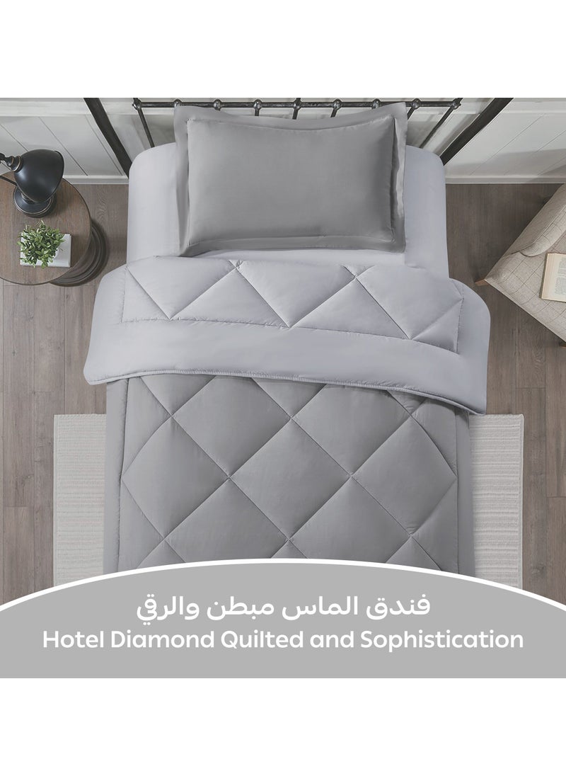 Donetella Bedding Comforter Set, Single Size 170x230 cm - 2-Pcs Solid Quilted Bed Set, Microfiber Fabric - 1 Comforter and 1 Pillow Sham  - Image 3