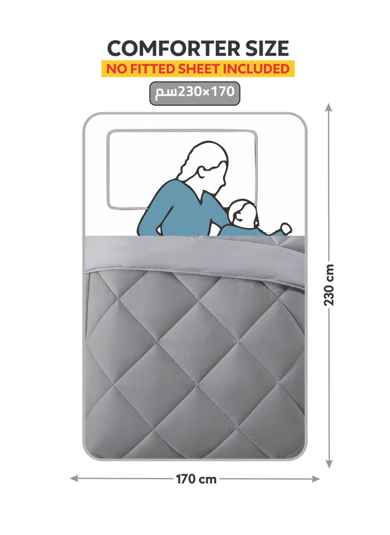 Donetella Bedding Comforter Set, Single Size 170x230 cm - 2-Pcs Solid Quilted Bed Set, Microfiber Fabric - 1 Comforter and 1 Pillow Sham  - Image 4