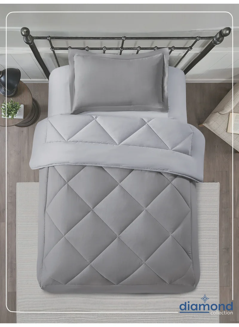 Donetella Bedding Comforter Set, Single Size 170x230 cm - 2-Pcs Solid Quilted Bed Set, Microfiber Fabric - 1 Comforter and 1 Pillow Sham