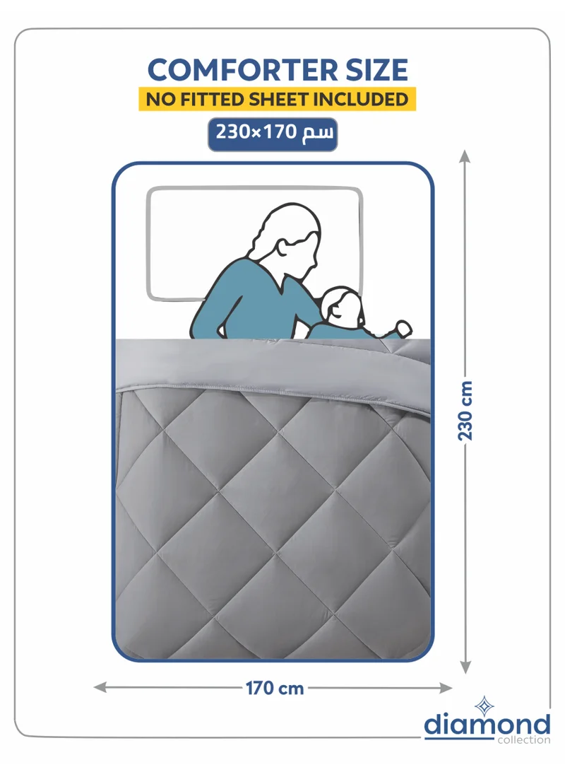 Donetella Bedding Comforter Set, Single Size 170x230 cm - 2-Pcs Solid Quilted Bed Set, Microfiber Fabric - 1 Comforter and 1 Pillow Sham