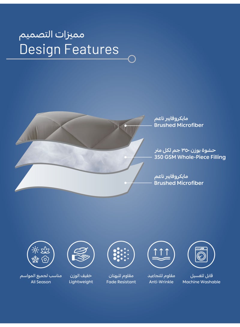 Donetella Bedding Comforter Set, Single Size 170x230 cm - 2-Pcs Solid Quilted Bed Set, Microfiber Fabric - 1 Comforter and 1 Pillow Sham - Image 5