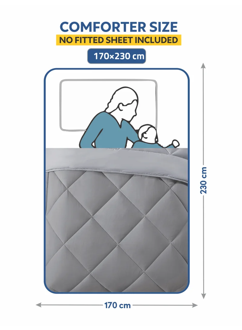 Donetella Bedding Comforter Set, Single Size 170x230 cm - 2-Pcs Solid Quilted Bed Set, Microfiber Fabric - 1 Comforter and 1 Pillow Sham