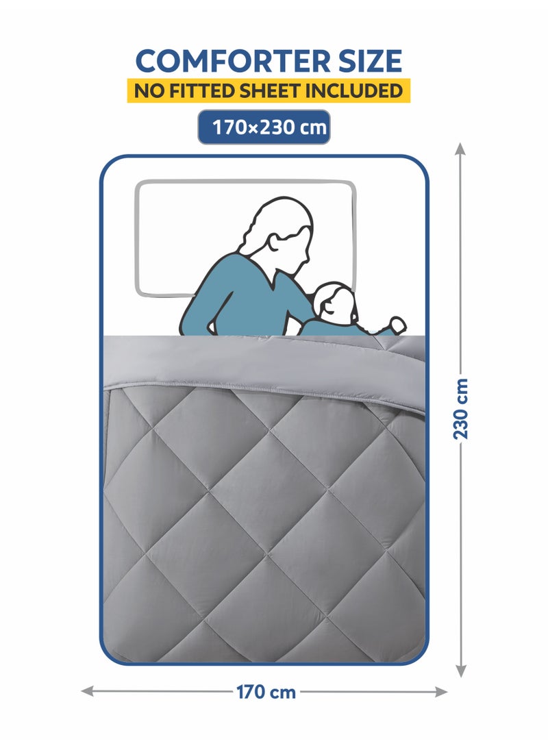 Donetella Bedding Comforter Set, Single Size 170x230 cm - 2-Pcs Solid Quilted Bed Set, Microfiber Fabric - 1 Comforter and 1 Pillow Sham - Image 2