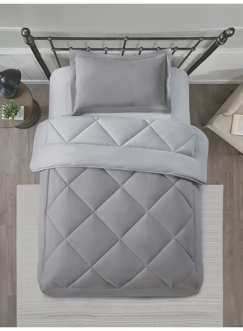 Donetella Bedding Comforter Set, Single Size 170x230 cm - 2-Pcs Solid Quilted Bed Set, Microfiber Fabric - 1 Comforter and 1 Pillow Sham