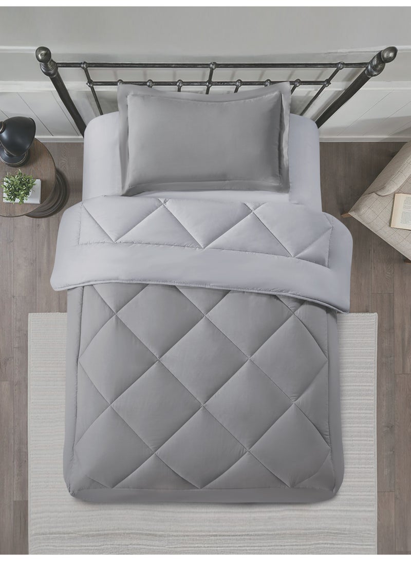 Donetella Bedding Comforter Set, Single Size 170x230 cm - 2-Pcs Solid Quilted Bed Set, Microfiber Fabric - 1 Comforter and 1 Pillow Sham - Image 1