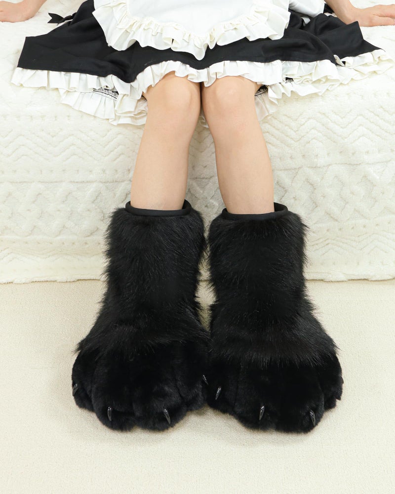 BNLIDES Cosplay Animal Cat Wolf Dog Fox Fursuit Feet Paw Claw Shoes Furry Boots Costume Accessories for Adult (Black Pink) - Image 5