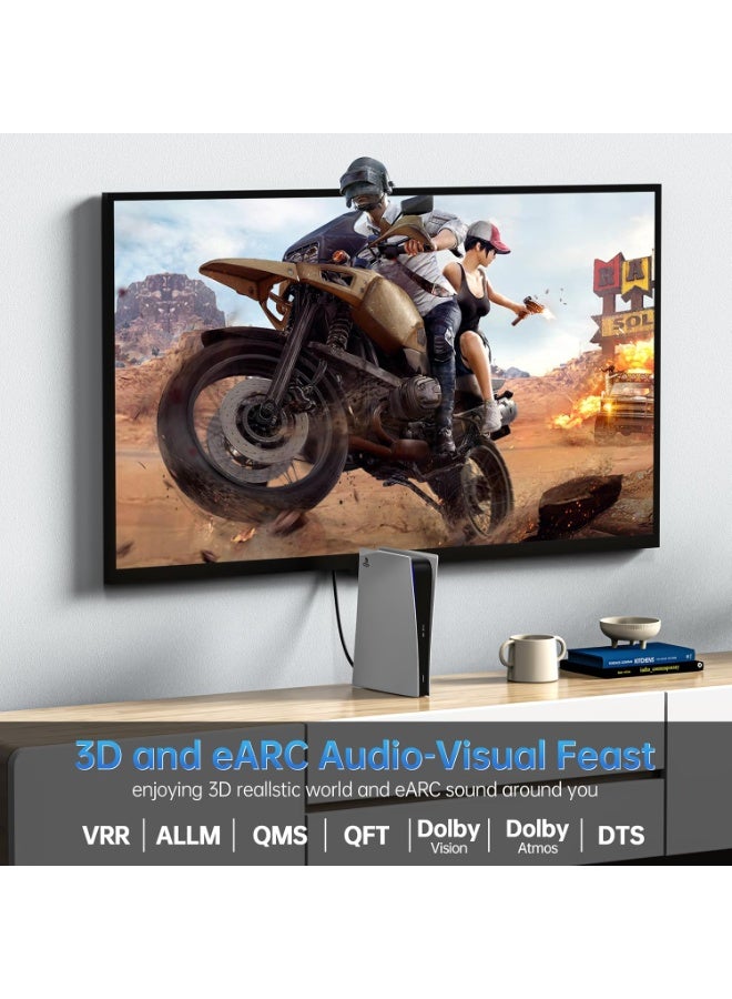 كابل HDMI من الألياف البصرية بطول 100 قدم - كابل HDMI 2.1 رفيع للغاية بسرعة 48 جيجابايت/ثانية، يدعم 8K@60Hz و4K@120Hz، HDR ديناميكي، eARC، HDCP 2.2 و2.3  - Image 3