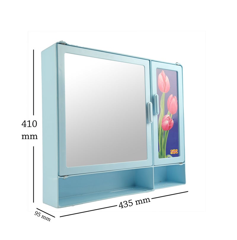 Zoom Butterfly Single Mirror Bathroom Plastic Storage Cabinet (17x4x16inches, Blue) - Image 4