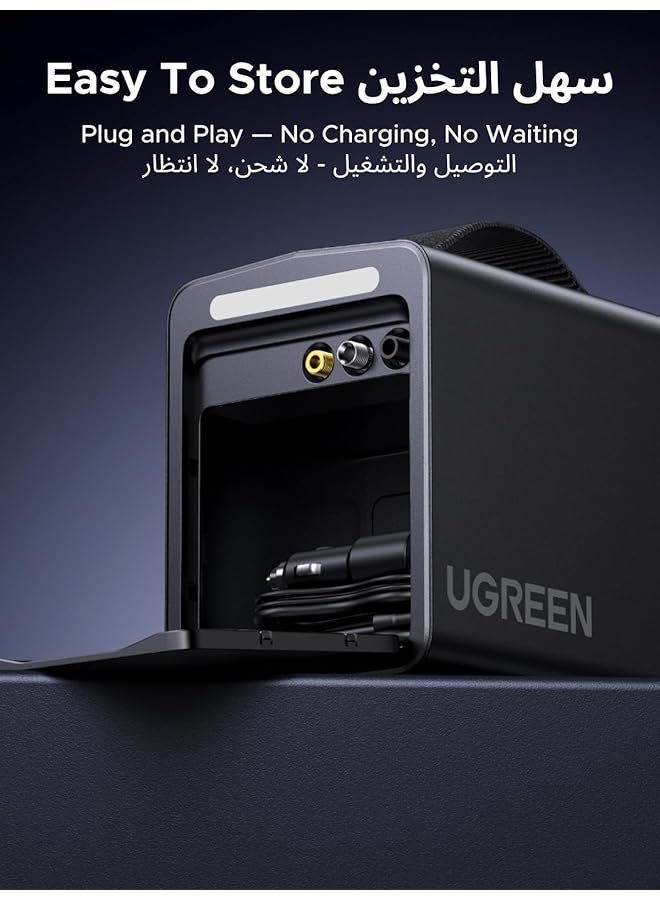 Ugreen Tire Inflator Air Compressor 12V Dc, Digital Car Tire Pump 150 Psi, Preset Tire Pressure & Auto Shutoff, Electric Air Pump For Car Tires, Bicycles, Ball, Etc - Image 3