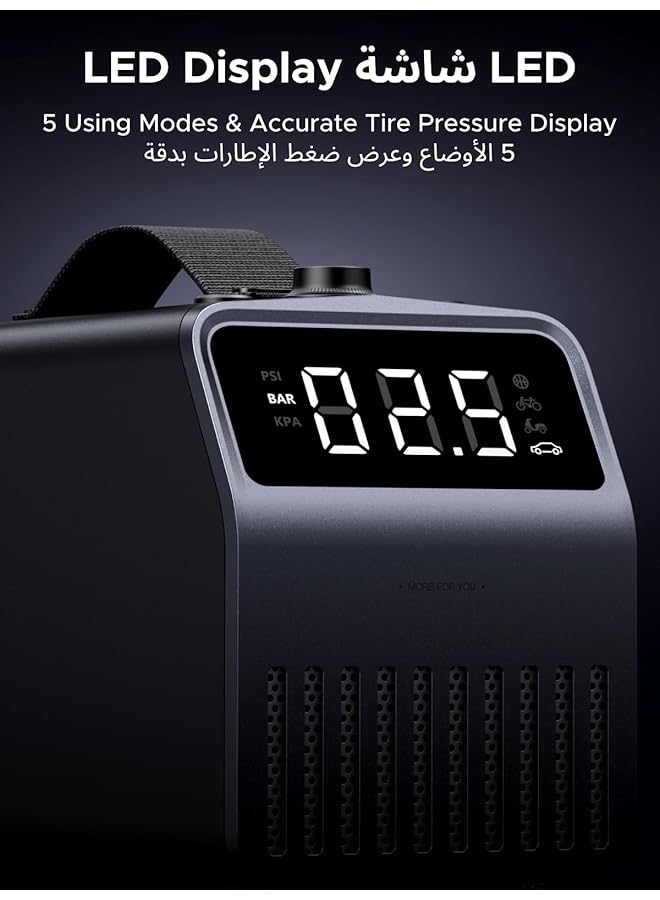 Ugreen Tire Inflator Air Compressor 12V Dc, Digital Car Tire Pump 150 Psi, Preset Tire Pressure & Auto Shutoff, Electric Air Pump For Car Tires, Bicycles, Ball, Etc - Image 4