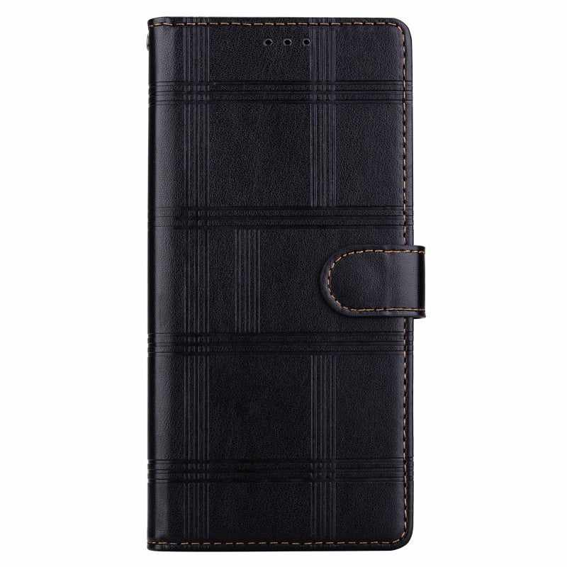 erorex For Samsung Galaxy S23 Ultra 5G Embossed Checkered Leather Phone Case(Black) - Image 2