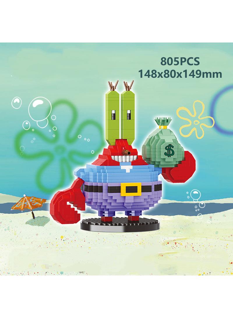 الإسفنج بوب سكوير سروال Krabs السيد تجميع كتل بناء الجسيمات الصغيرة لعبة هدية الديكور - Image 1
