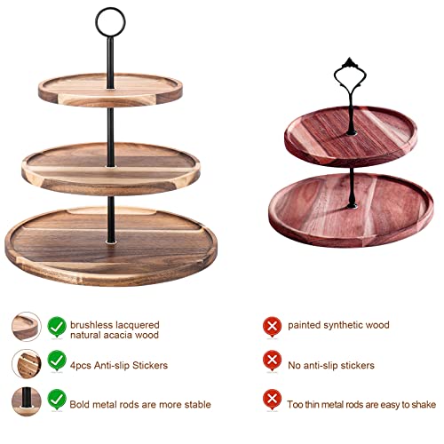 QIELSER 3 Tier Cupcake Stand, Large Wood Tiered Serving Tray Cupcake Tower, Serving Stand Display Dessert Cookie Candy Buffet Holder for Home Tea Party, Wedding, Farmhouse Decor, Kitchen Decor - Image 5