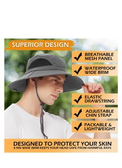 DMG TECH Sun Hat for Men/Women, Summer Outdoor Sun Protection Wide Brim Bucket Hat Waterproof Breathable Packable Boonie Hat for Safari Fishing Hiking Beach Golf  - Image 3