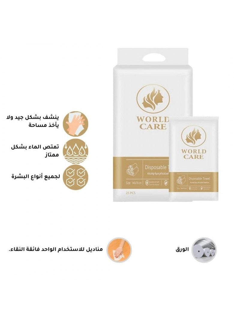WORLD CARE Disposable Towels 70 x 140 cm  Highly Absorbent  Gentle and Soft  25 Pieces  - Image 2