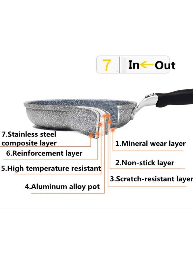 AROAQ مقلاة ووك ذكية بطبقة رخامية، مقلاة ألومنيوم بمقبض مقاوم للحرارة، أداة طهي ستيك على موقد الغاز لمجموعة المطبخ، (مقلاة 26 سم) - Image 3