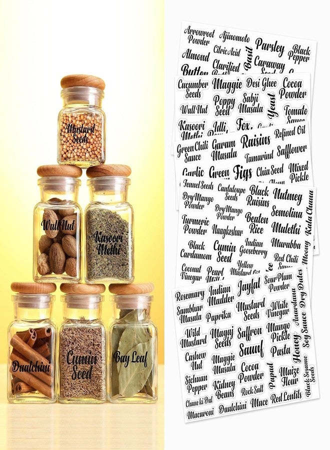 Fliptic Waterproof Transparent Printed Mason Jars Labels Kitchen Pantry Spice Jars Glass Bottles ? Best Stickers & Organizing Label Pack of 150, 150 Labels - Image 1