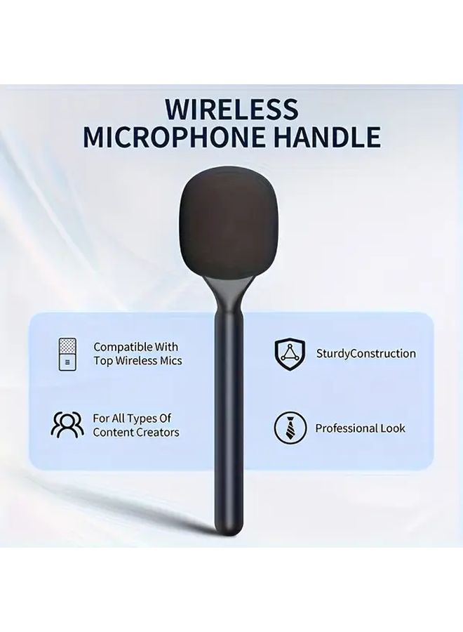 Black Wireless Microphone Stand Durable Portable Holder Ergonomic Design - Image 3