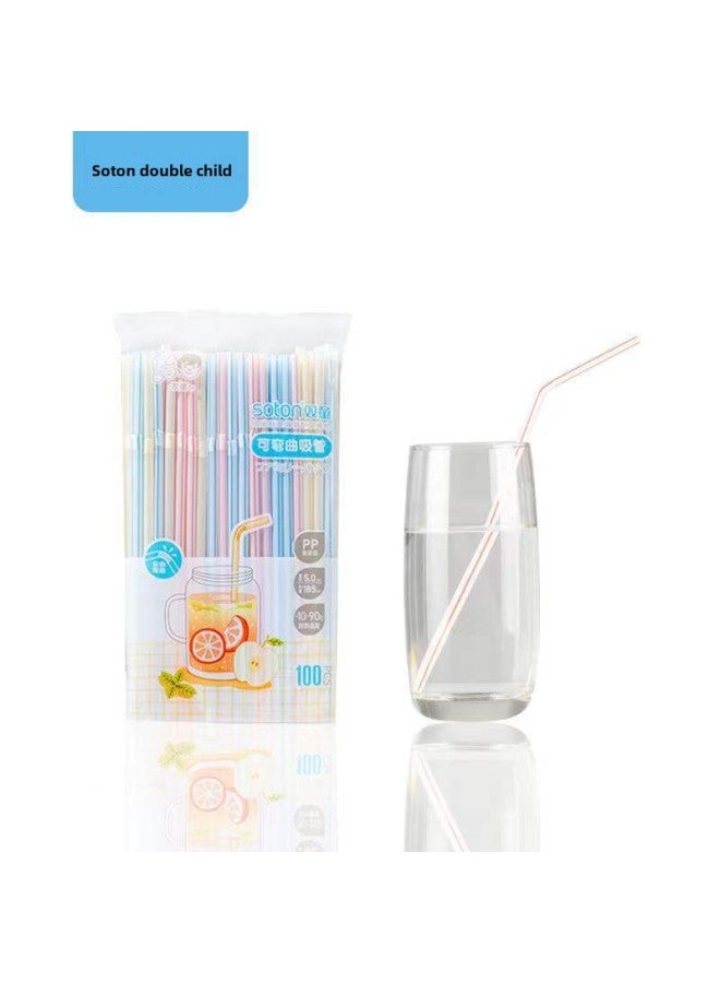 100 Color Strip Straw Short Bend Straw Drink Juice Milk Soybean Milk Plastic Disposable Straw-Color:70002-100 Pieces X 50 Packs  - Image 4