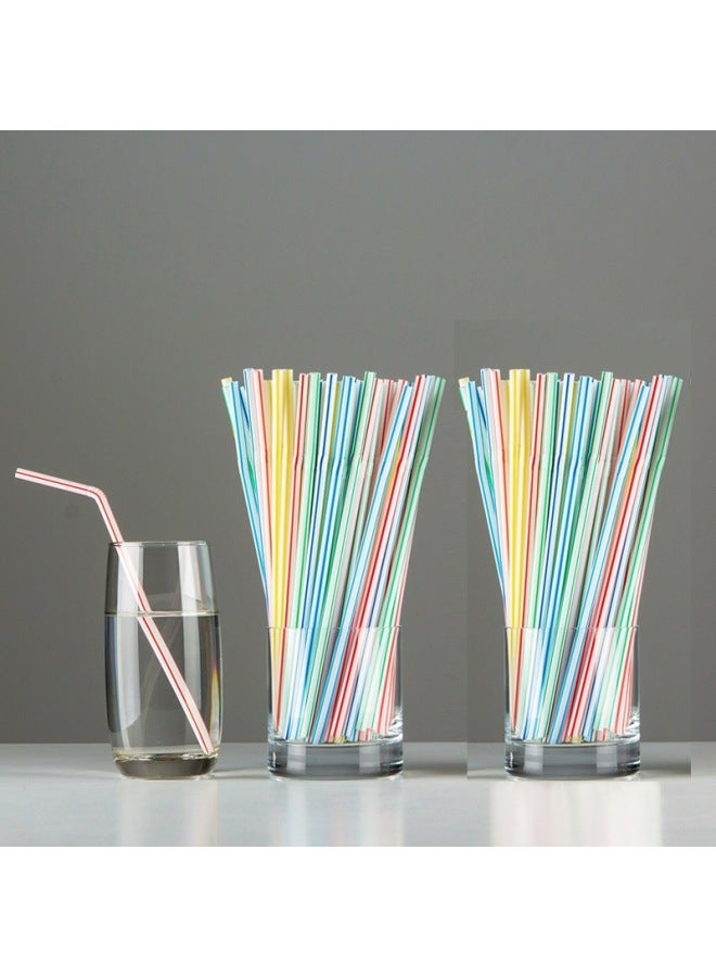100 Color Strip Straw Short Bend Straw Drink Juice Milk Soybean Milk Plastic Disposable Straw-Color:70002-100 Pieces X 50 Packs  - Image 3