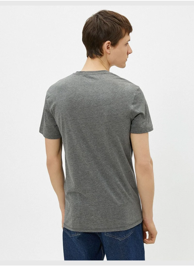 KOTON Short Sleeve T-Shirt Crew Neck Color Block Cotton