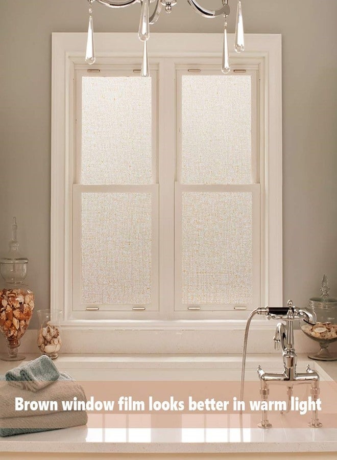 LEMON CLOUD Window Film No Adhesive Removable,Decorative Privacy Window Film,Texture Privacy Glass Film for Bathroom Office Home (17.5x78.7inches, Brown) - Image 5