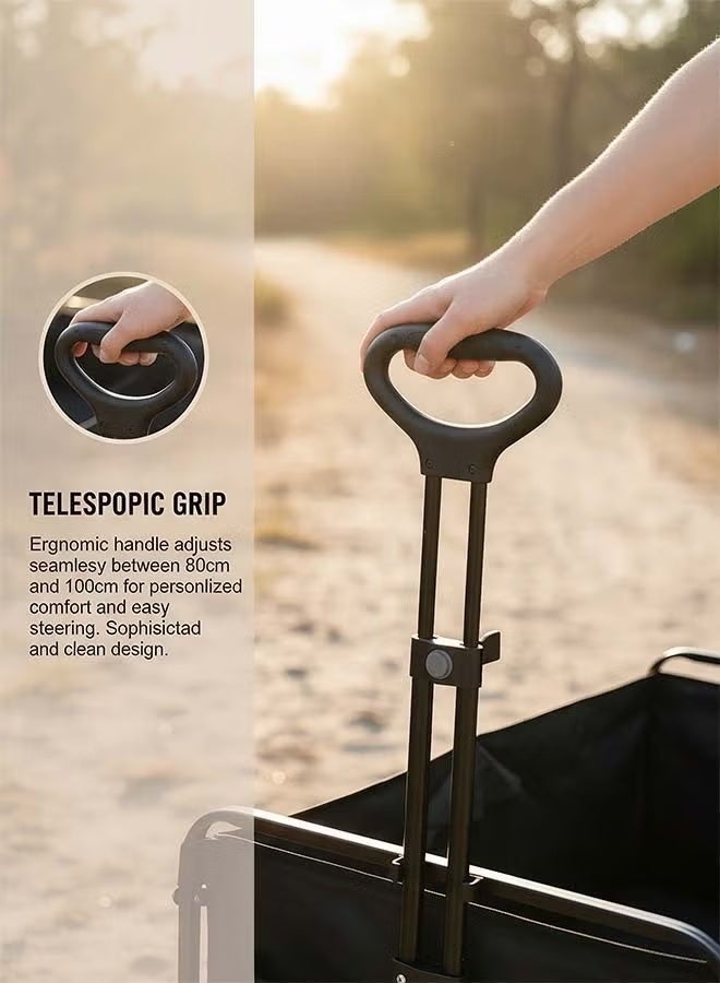 MHONGWEI Collapsible Folding Heavy Duty Utility Wagon for Outdoor Sports, 230 pounds Weight Capacity, Camping, Garden, and Shopping, Black - Image 5