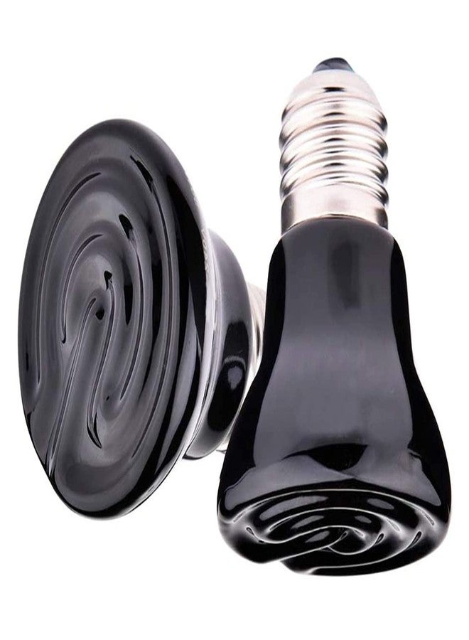 Qixivcom 2-Packs 50W Black Ceramic Heat Lamp Mini Reptile Heat Lamp Bulbs E26/E27 Infrared Reptile Heat Emitter Heater Lamp Bulb No Light Lamps for Lizard Brooder Coop Aquarium Habitat Lizard Turtle - Image 1